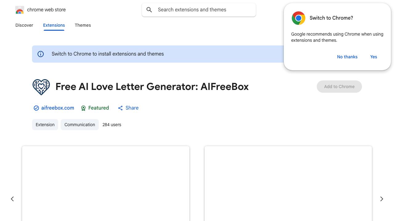 Free AI Love Letter Generator - AIFreebox website screenshot