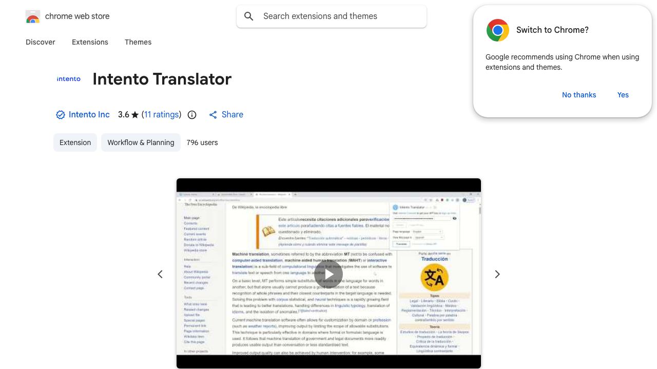 Intento Translator website screenshot
