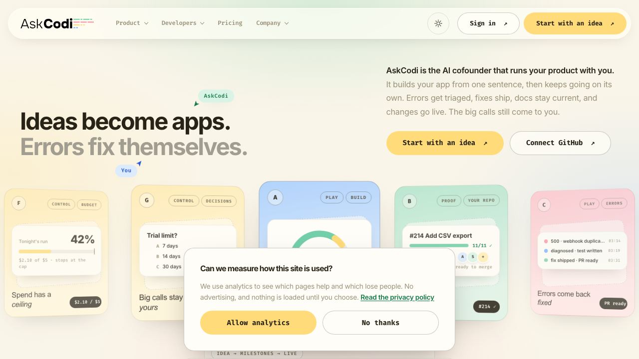 AskCodi website screenshot