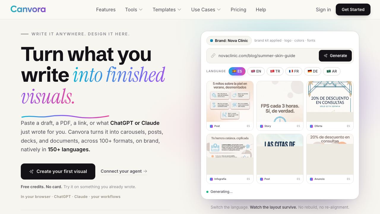 Canvora AI 网站截图
