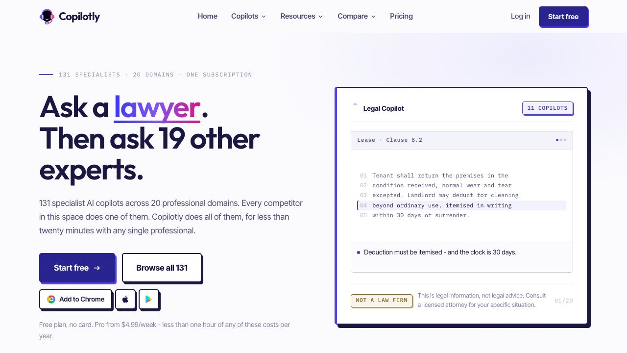 Copilotly website screenshot