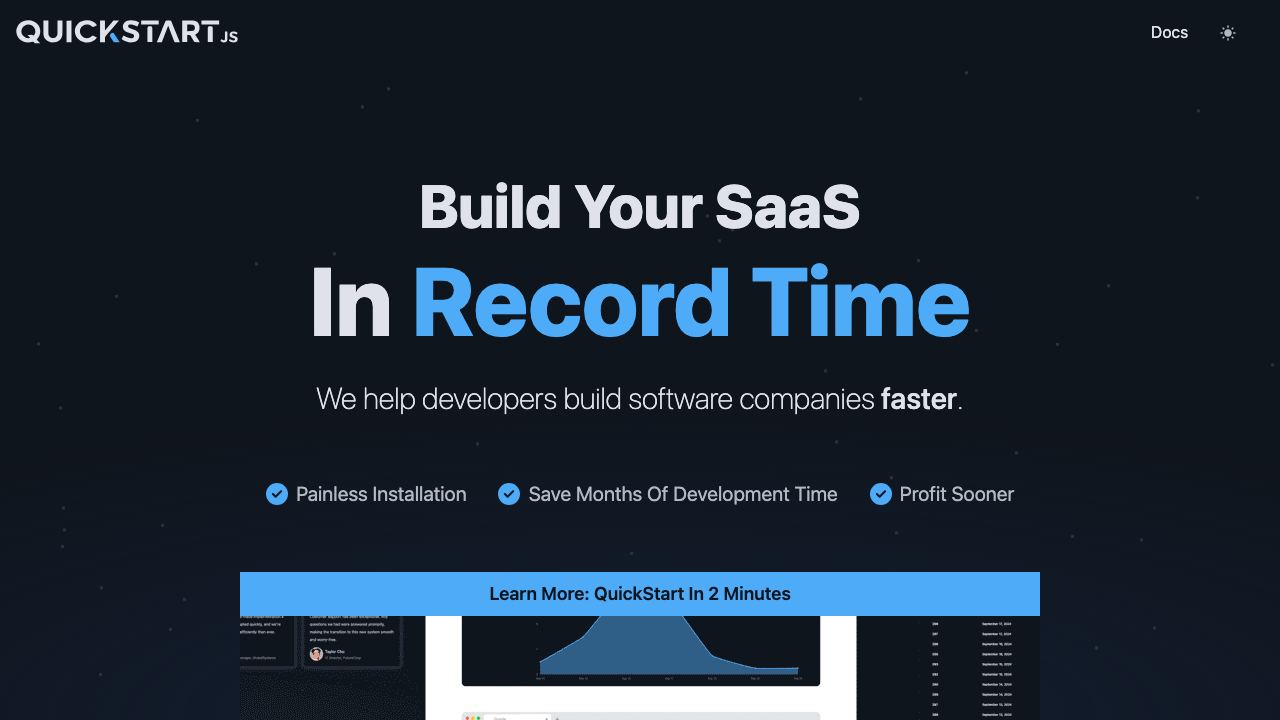 QuickStart website screenshot