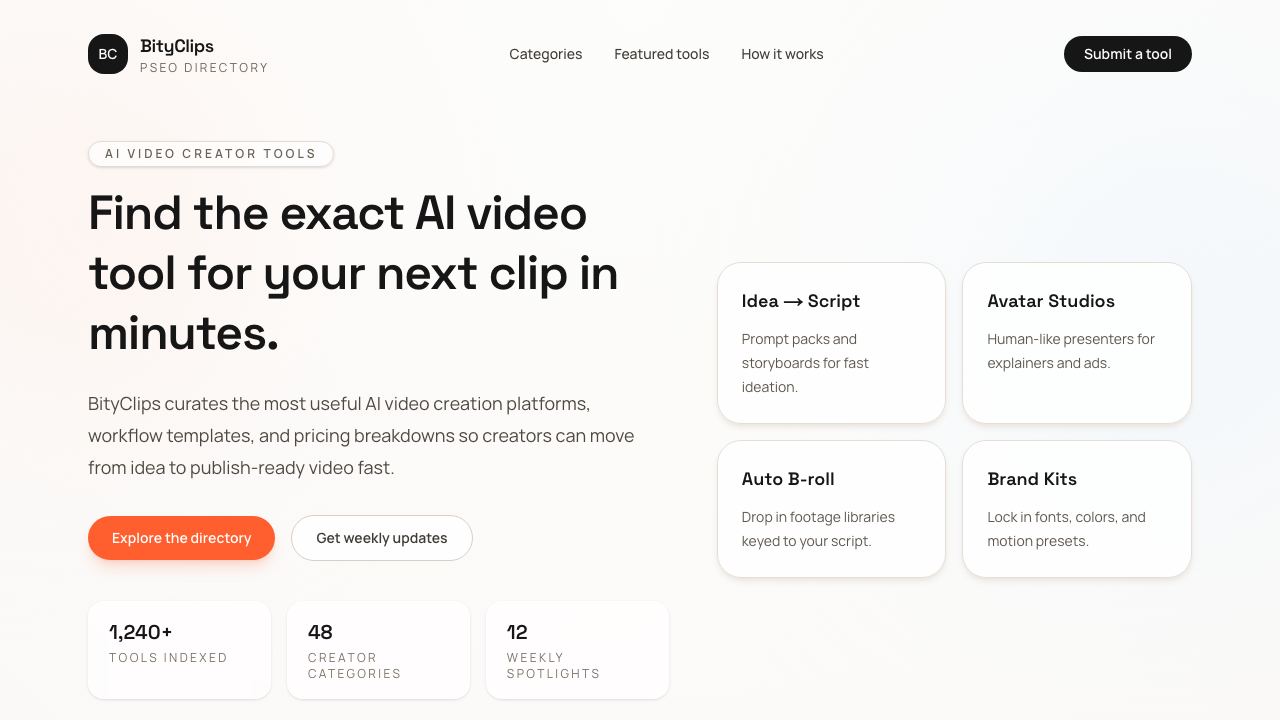 BityClips 网站截图