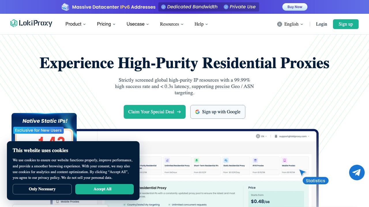 LokiProxy website screenshot
