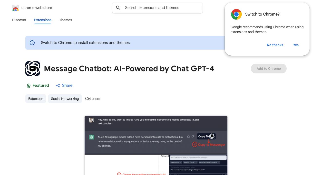 Message Chatbot: AI-Powered by Chat GPT-4 website screenshot