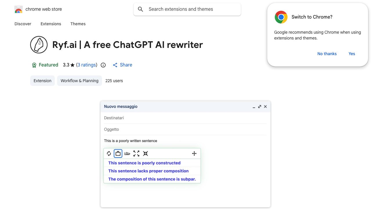 Ryf.ai | A free ChatGPT AI rewriter website screenshot