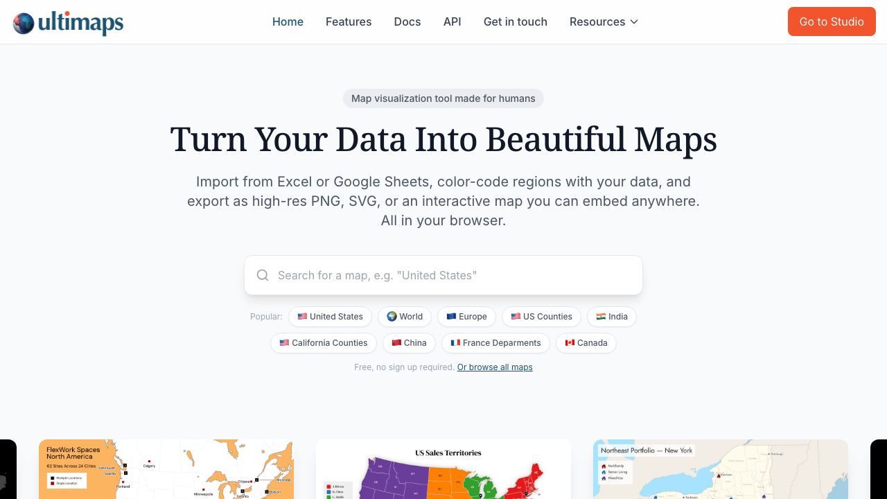 Ultimaps website screenshot