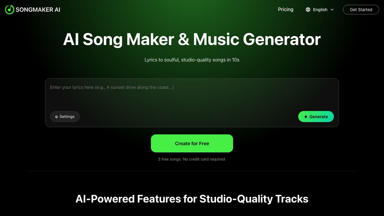 SongMaker AI 网站截图