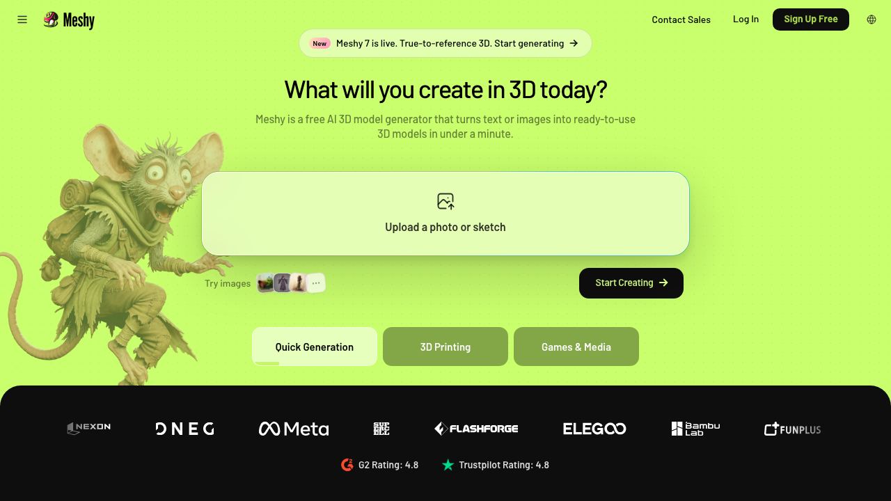 Meshy website screenshot