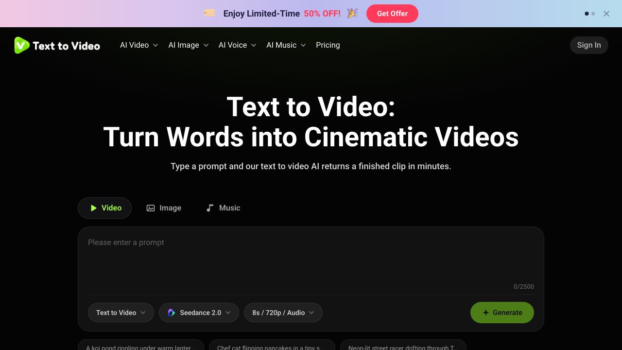 Text To Video 网站截图