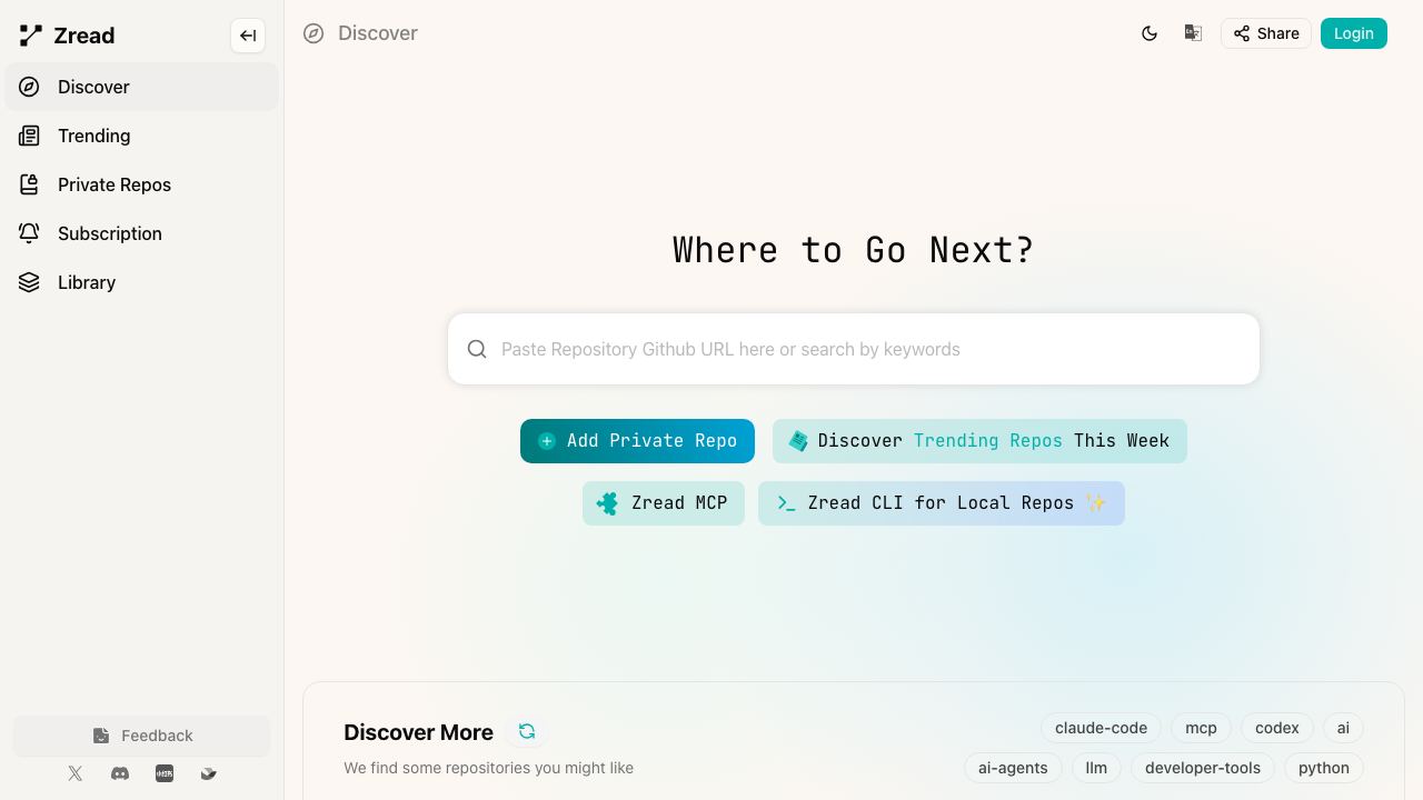 Zread website screenshot