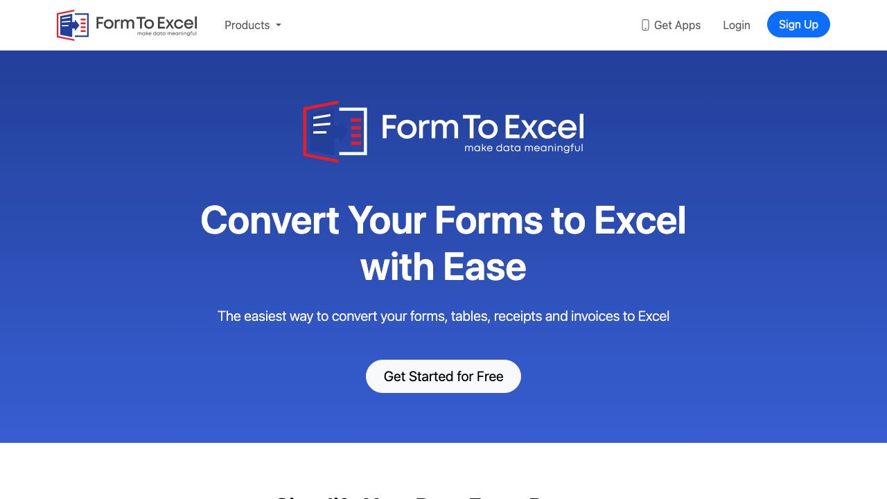 FormToExcel website screenshot
