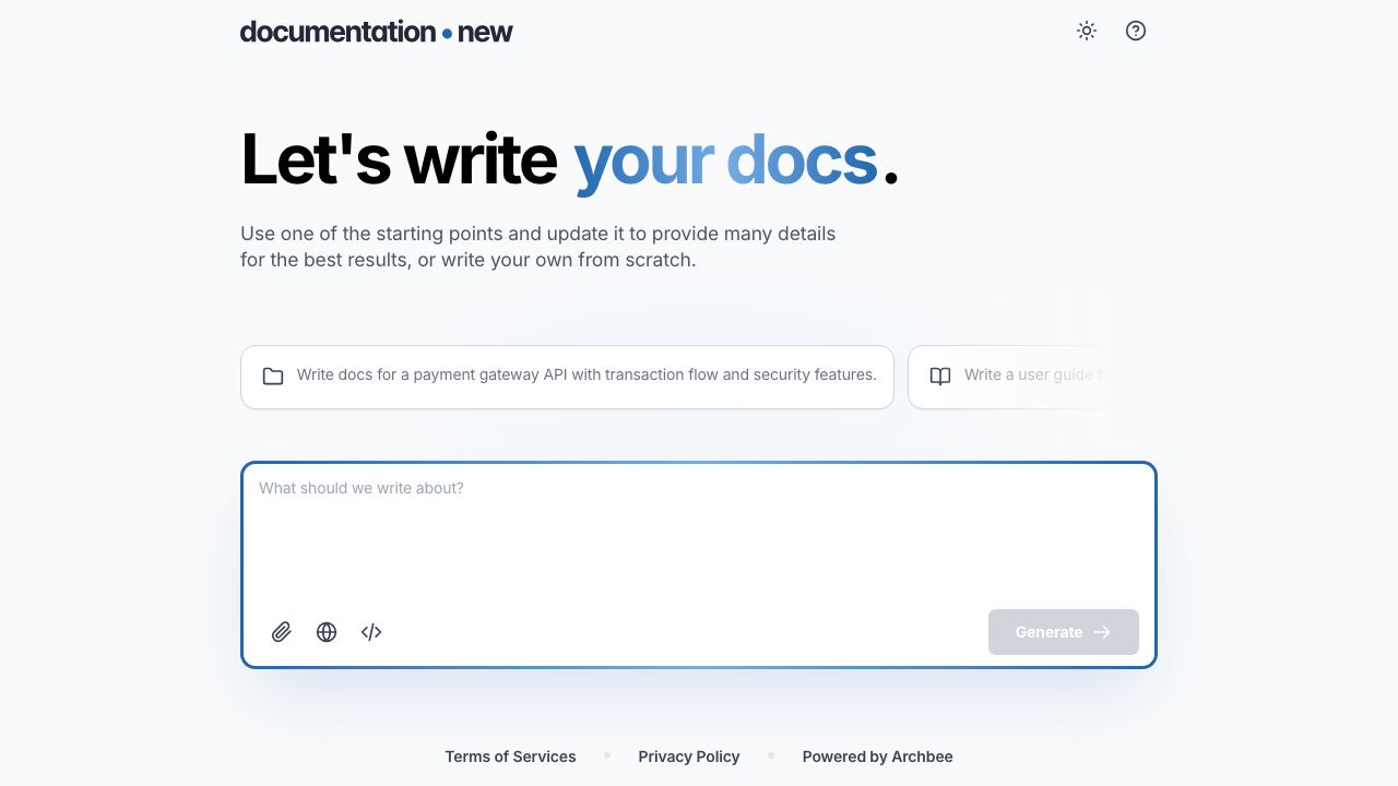 documentation.new website screenshot