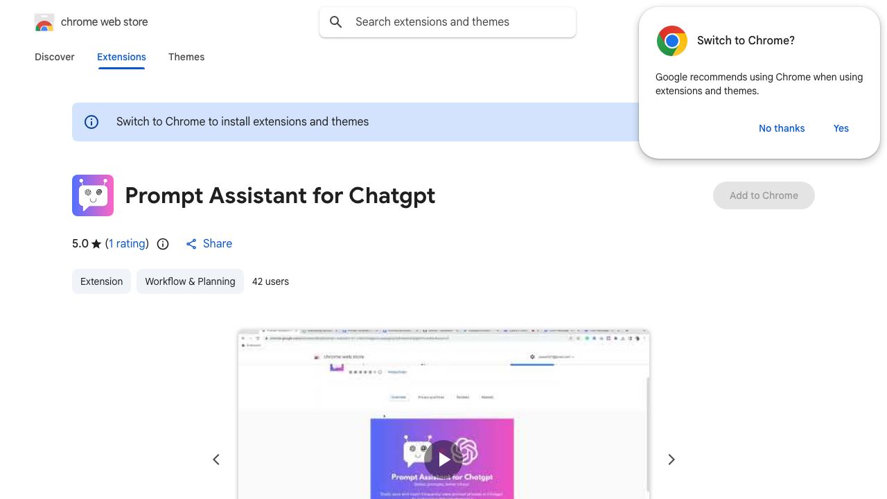 Prompt Assistant for Chatgpt 网站截图