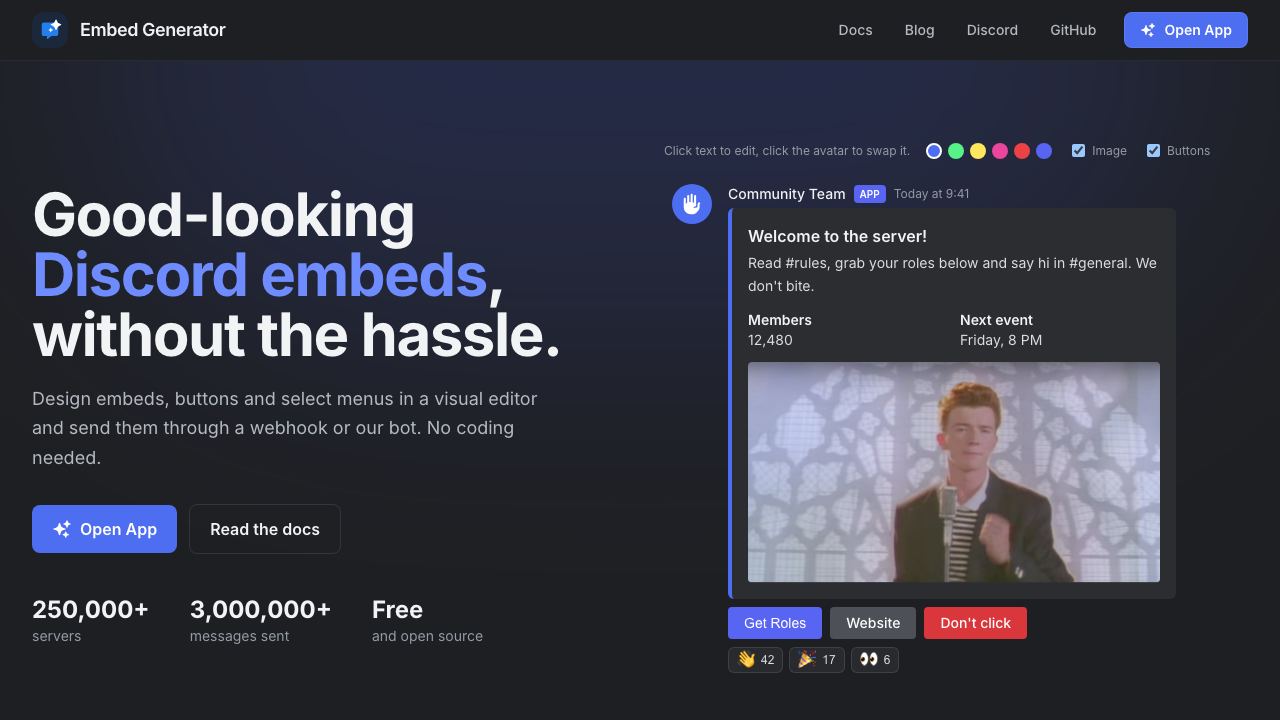 Embed Generator 网站截图