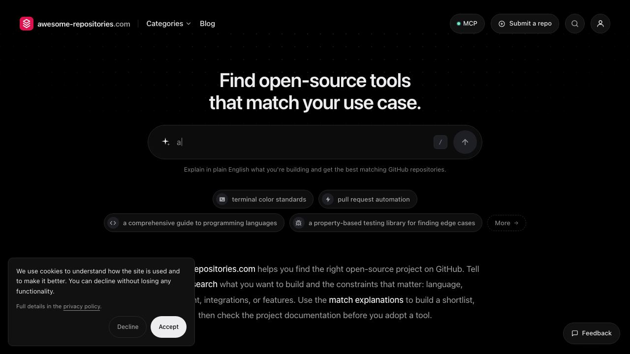 Awesome Repositories website screenshot