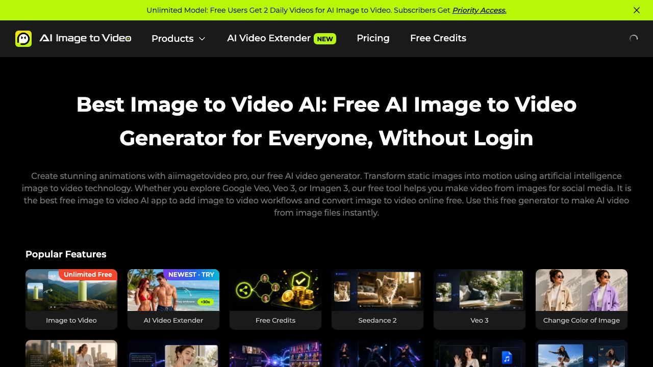 AI Image to Video 网站截图