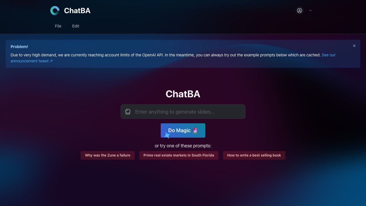 ChatBA 网站截图