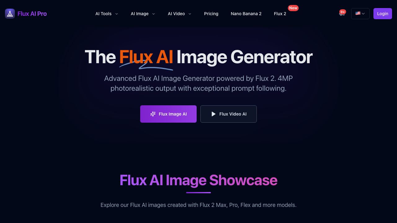 FluxAI Pro 网站截图