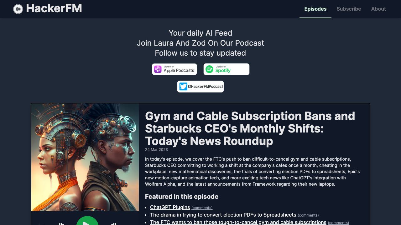 HackerFM Podcast 网站截图
