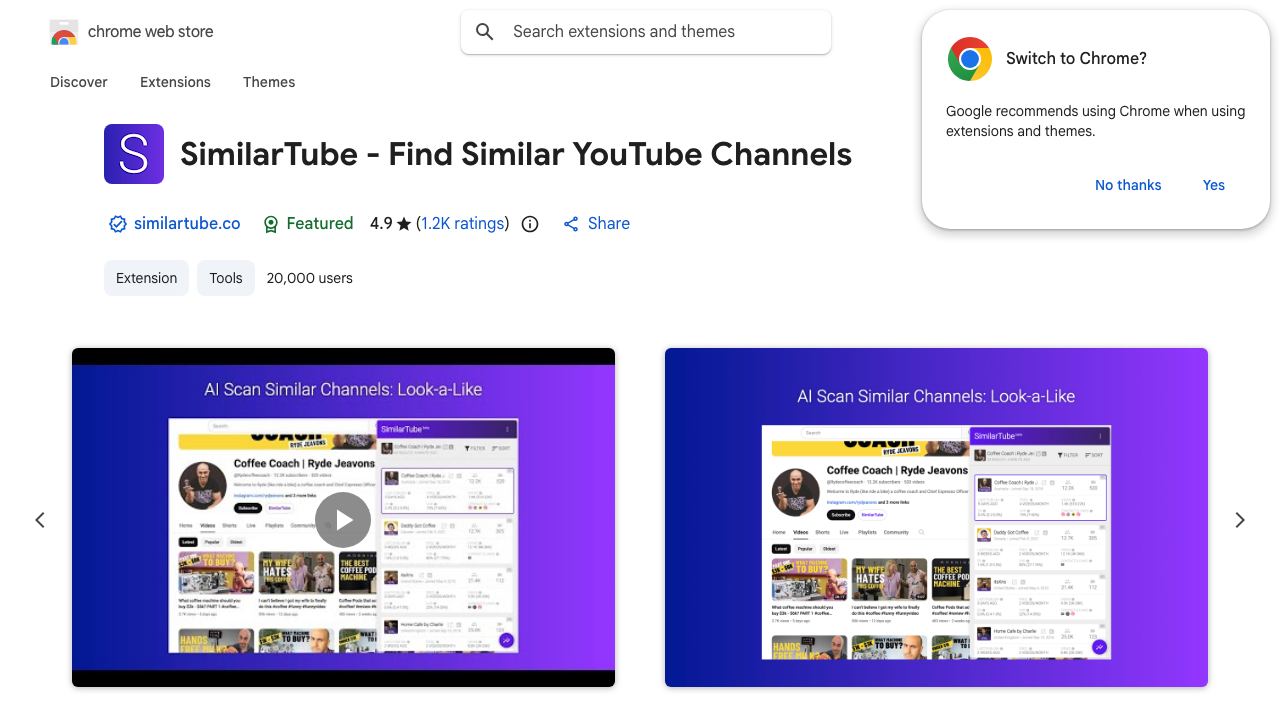 SimilarTube 网站截图