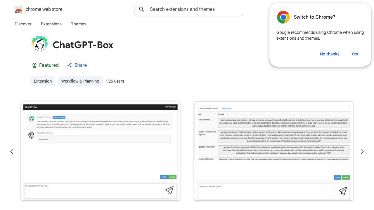 ChatGPT-Box 网站截图