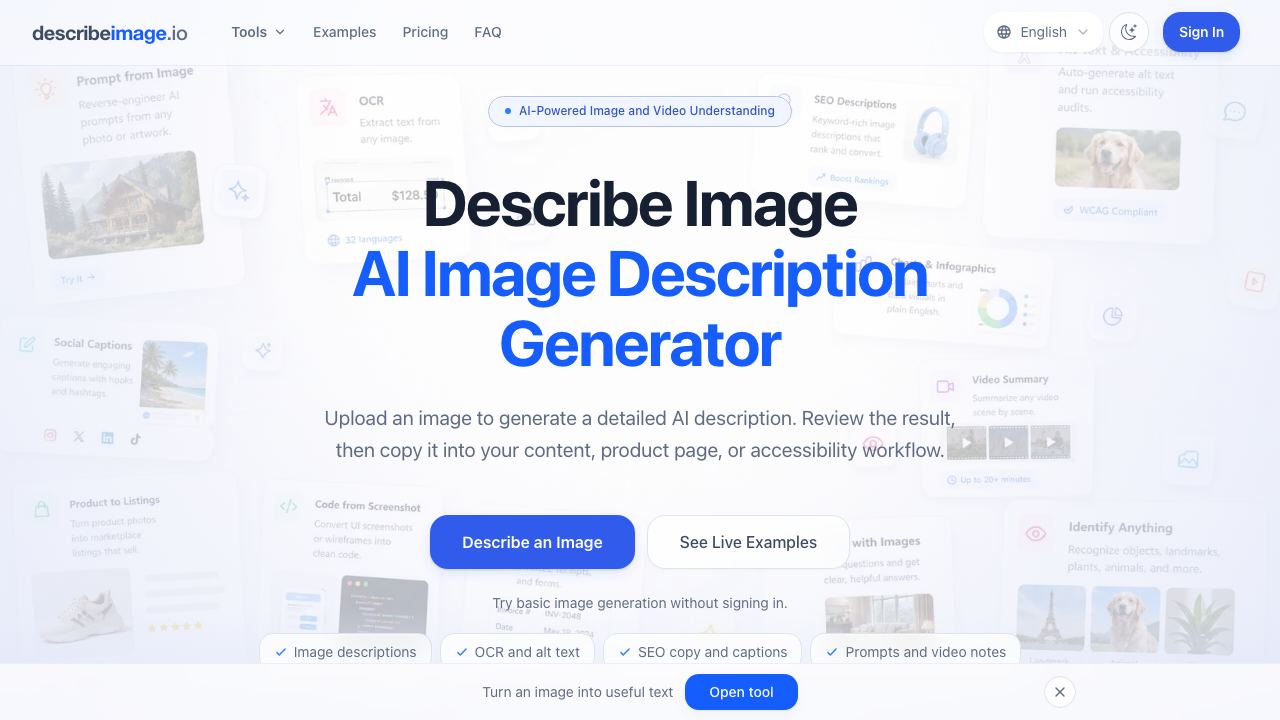 Describe Image 网站截图