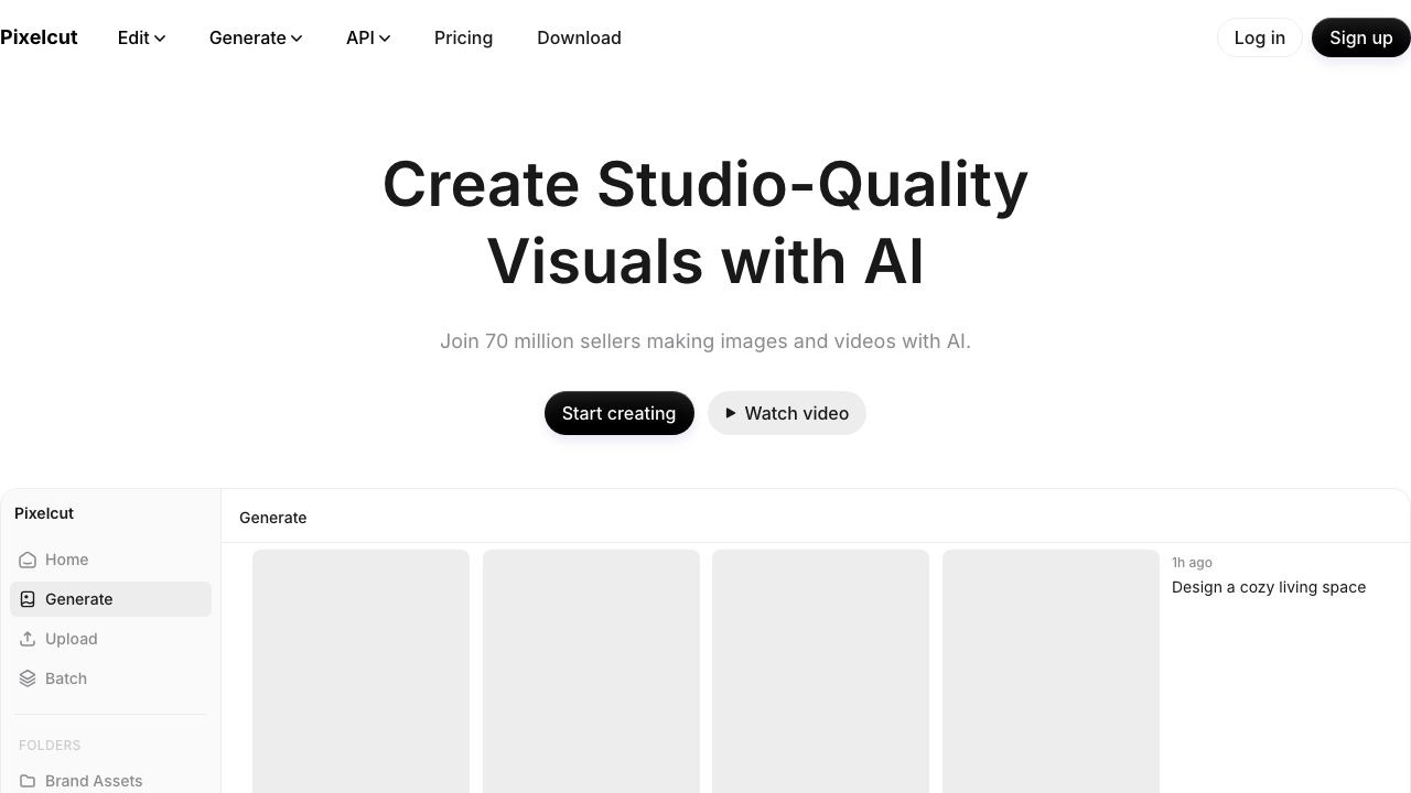 Pixelcut website screenshot