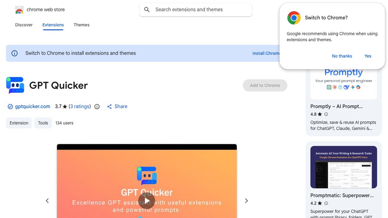GPT Quicker website screenshot