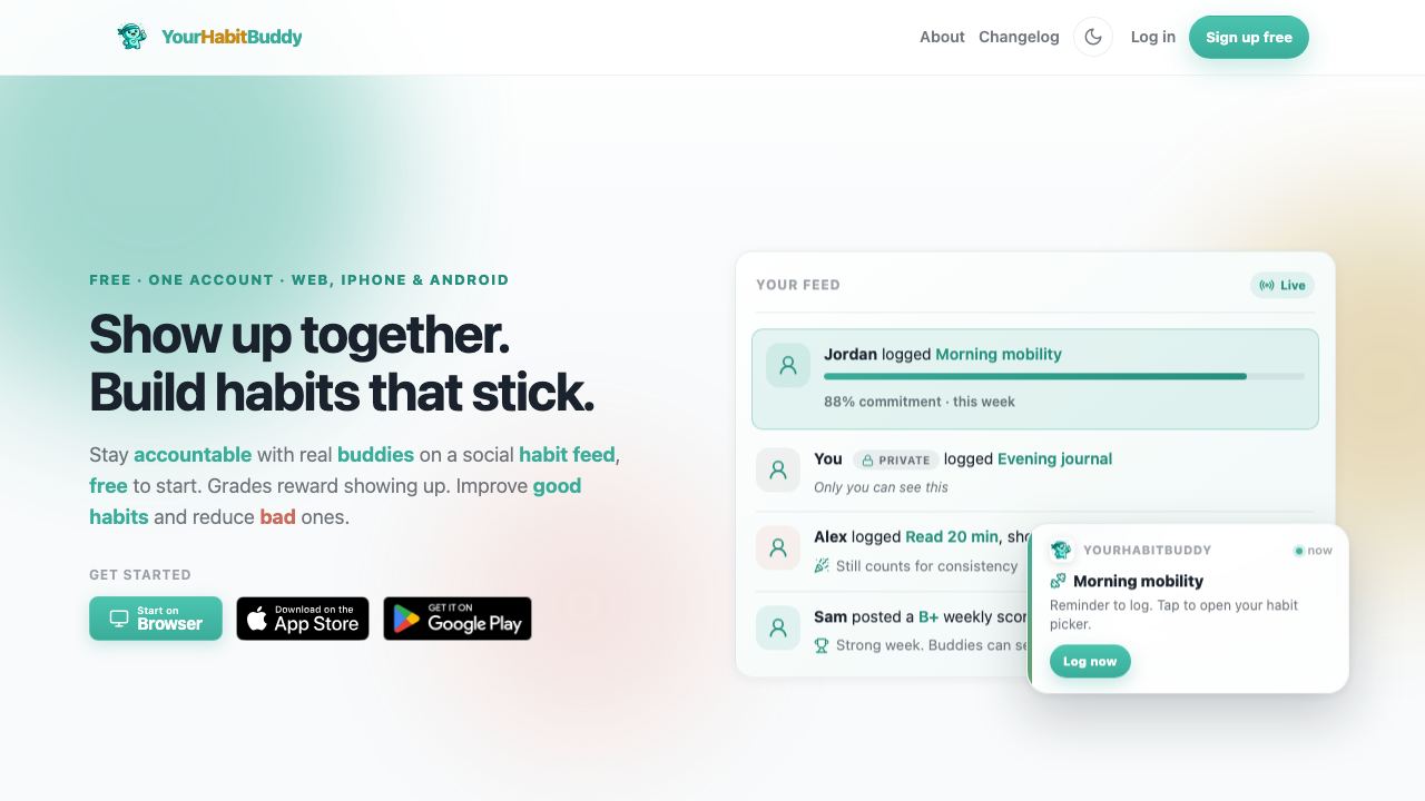 YourHabitBuddy 网站截图