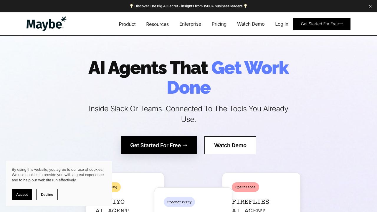 Maybe* website screenshot