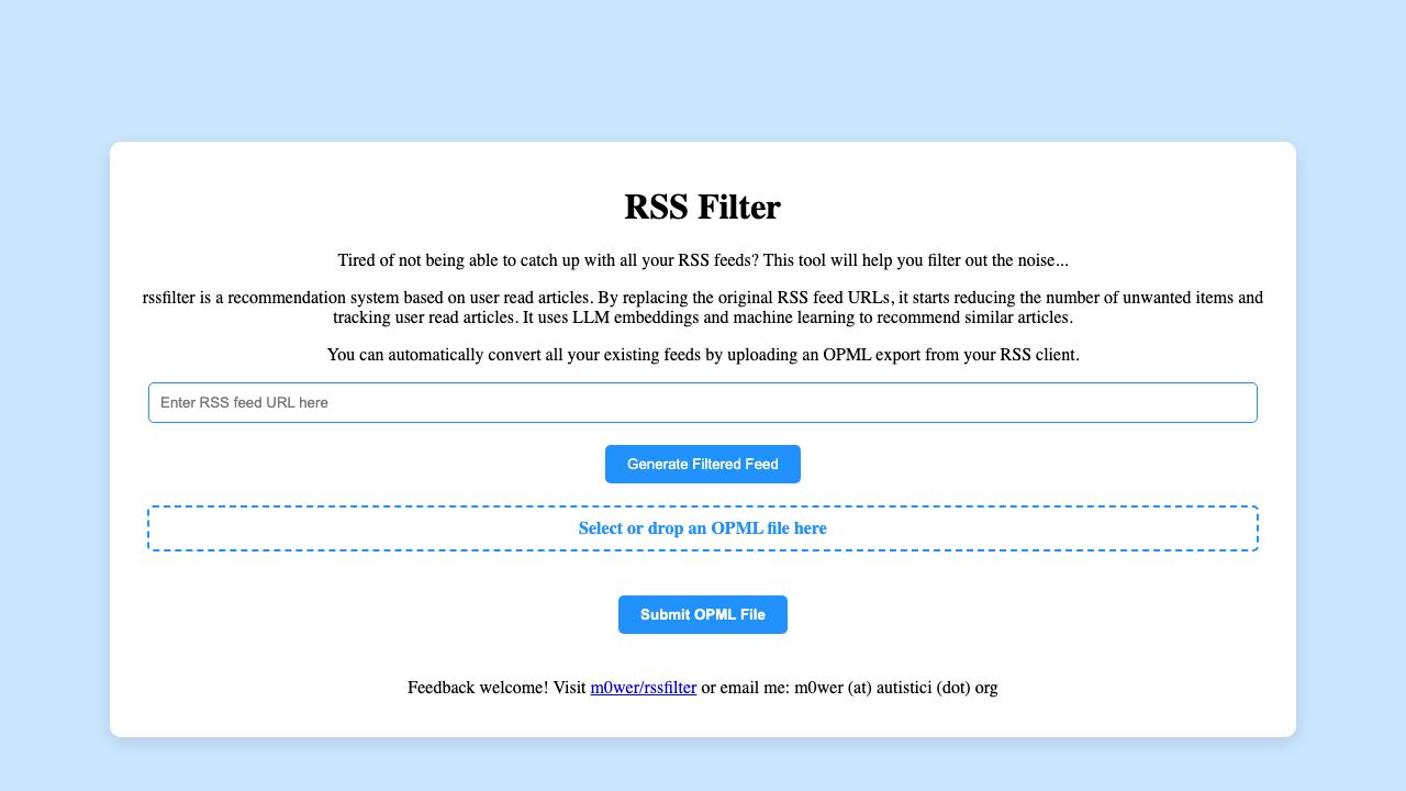 RSS filter 网站截图
