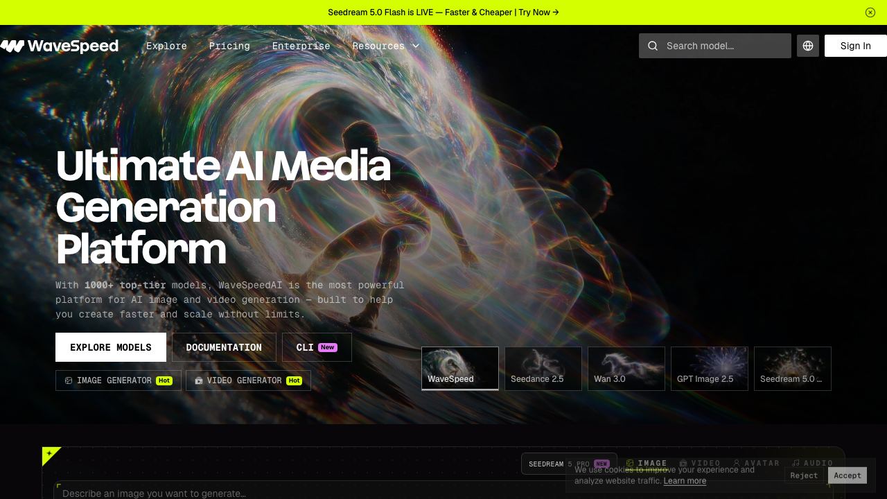 WaveSpeed AI website screenshot
