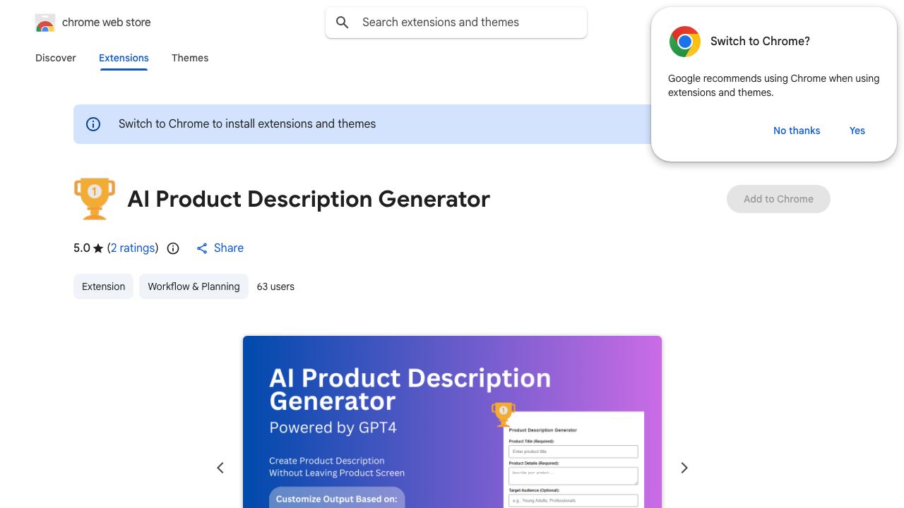 AI Product Description Generator 网站截图