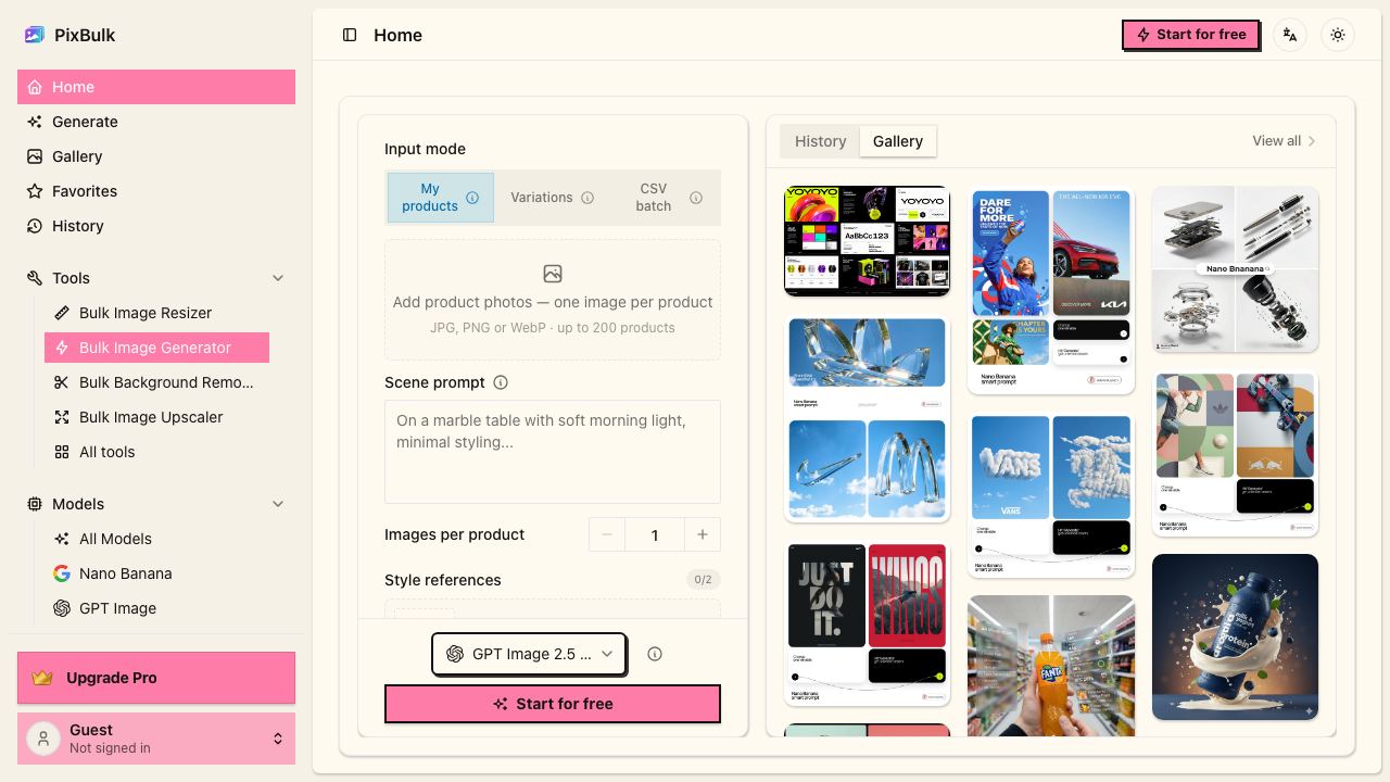 PixBulk website screenshot