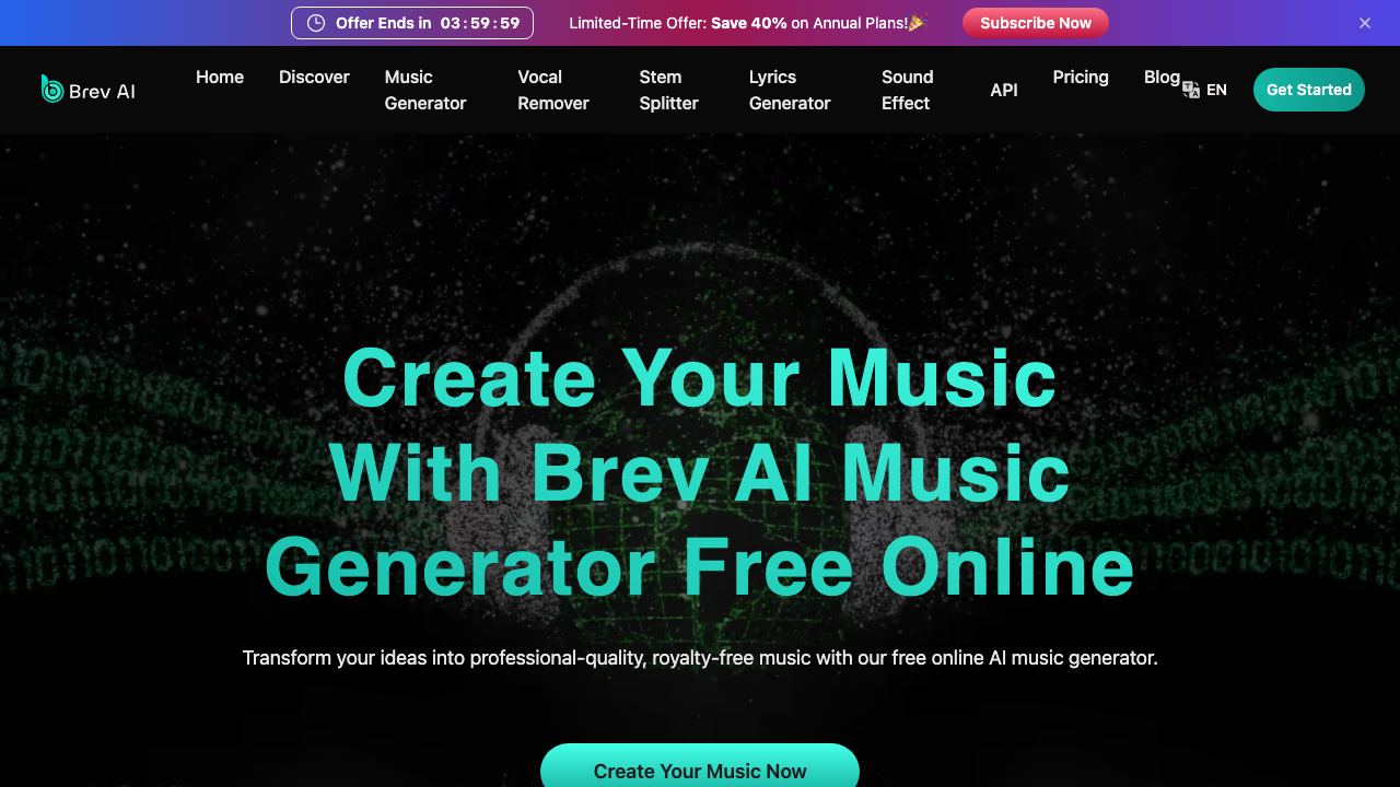 Brev.ai: AI Music Generator Free Online 网站截图