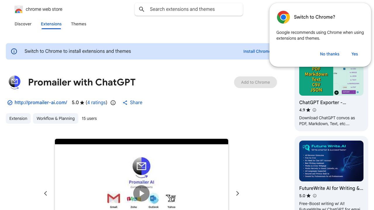 Promailer with ChatGPT 网站截图