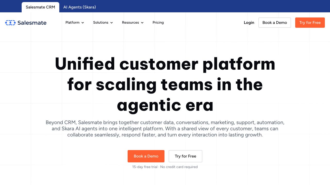 Salesmate CRM 网站截图