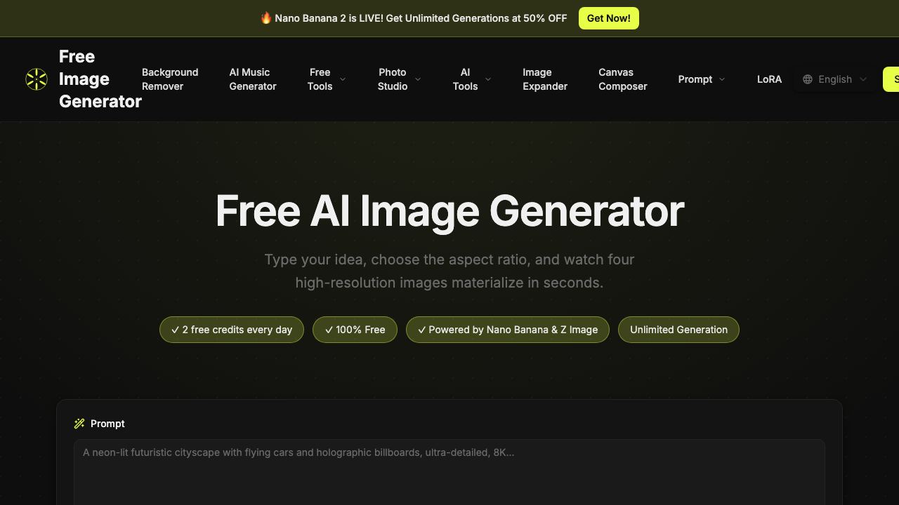 Free Image Generator 网站截图