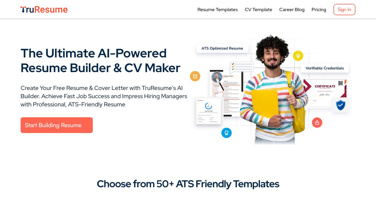 Truresume Builder 网站截图