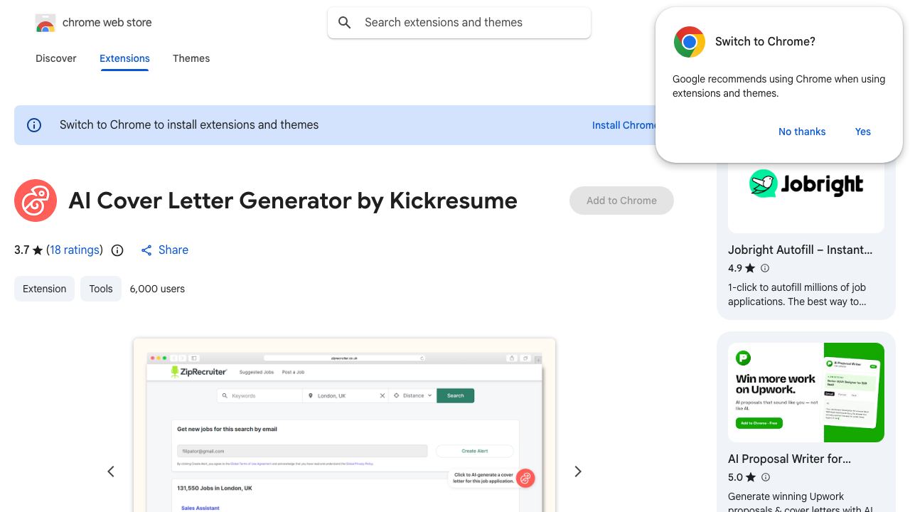 AI Cover Letter Generator by Kickresume website screenshot