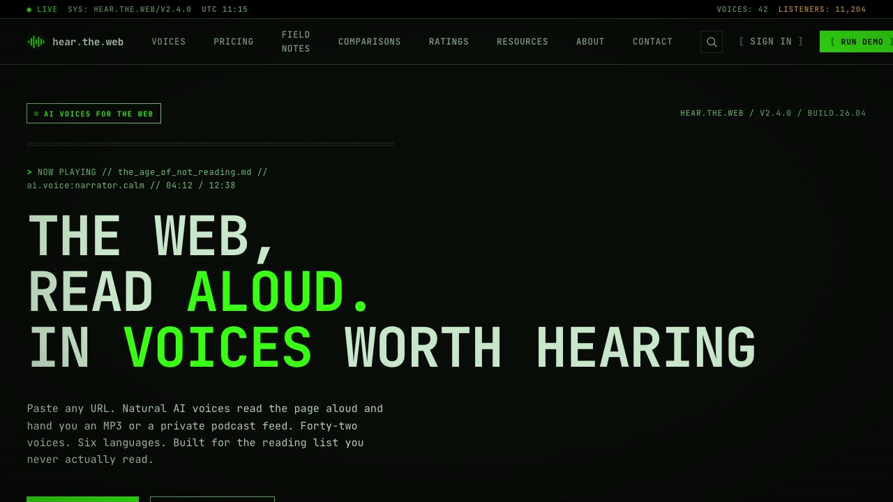 HearTheWeb 网站截图