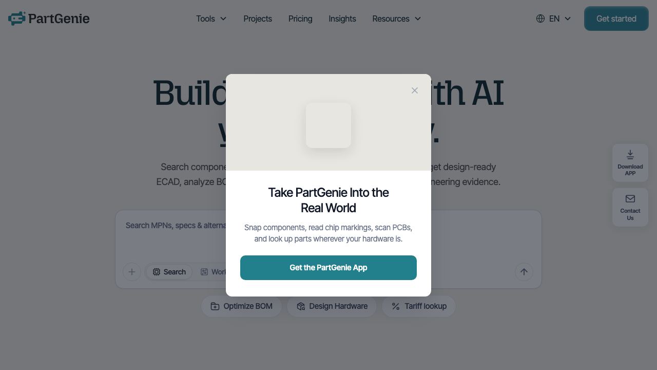 PartGenie 网站截图