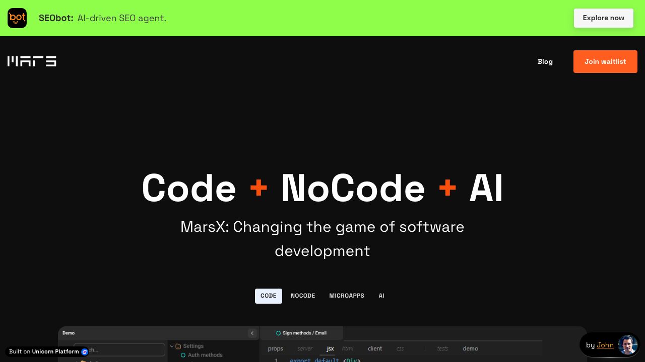 MarsX website screenshot