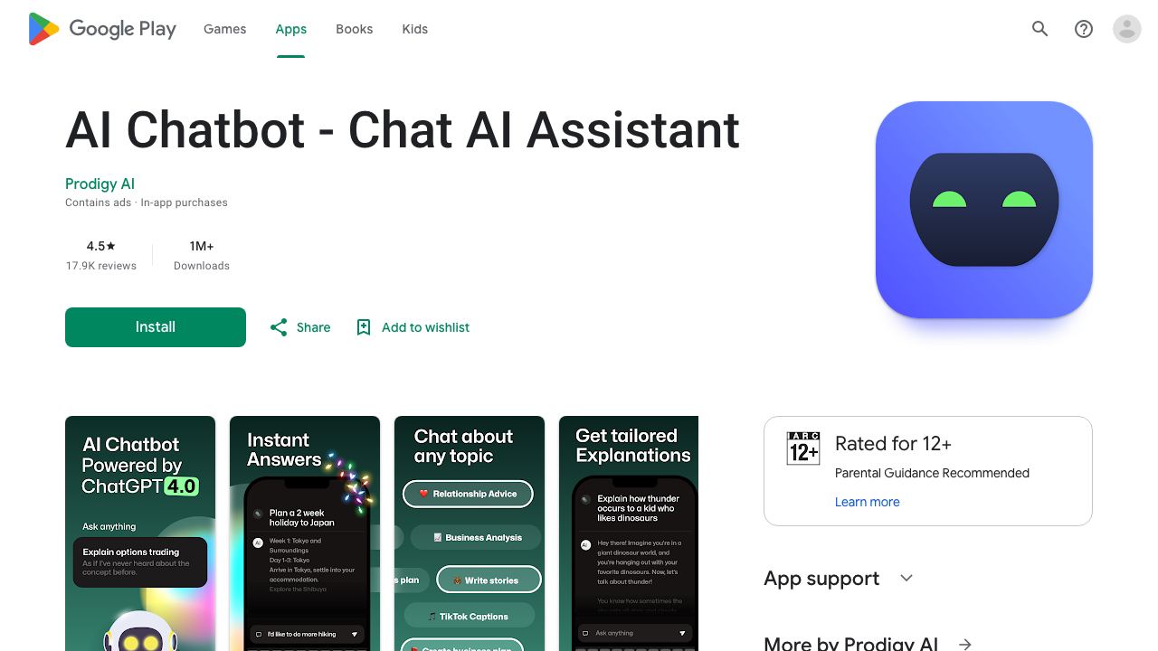 Chat GPT for android 网站截图