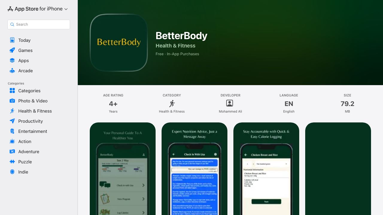 BetterBody 网站截图
