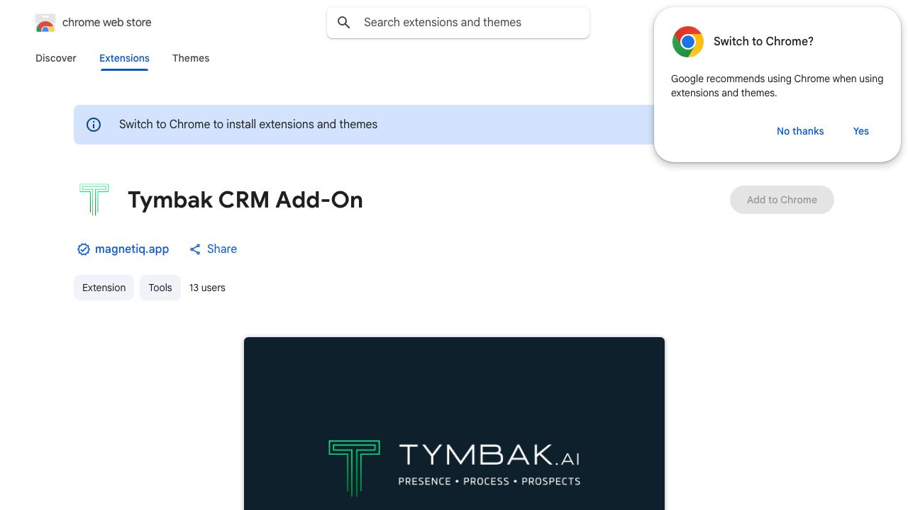 Tymbak CRM Add-On 网站截图