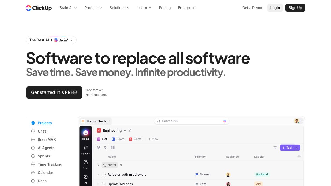 ClickUp website screenshot