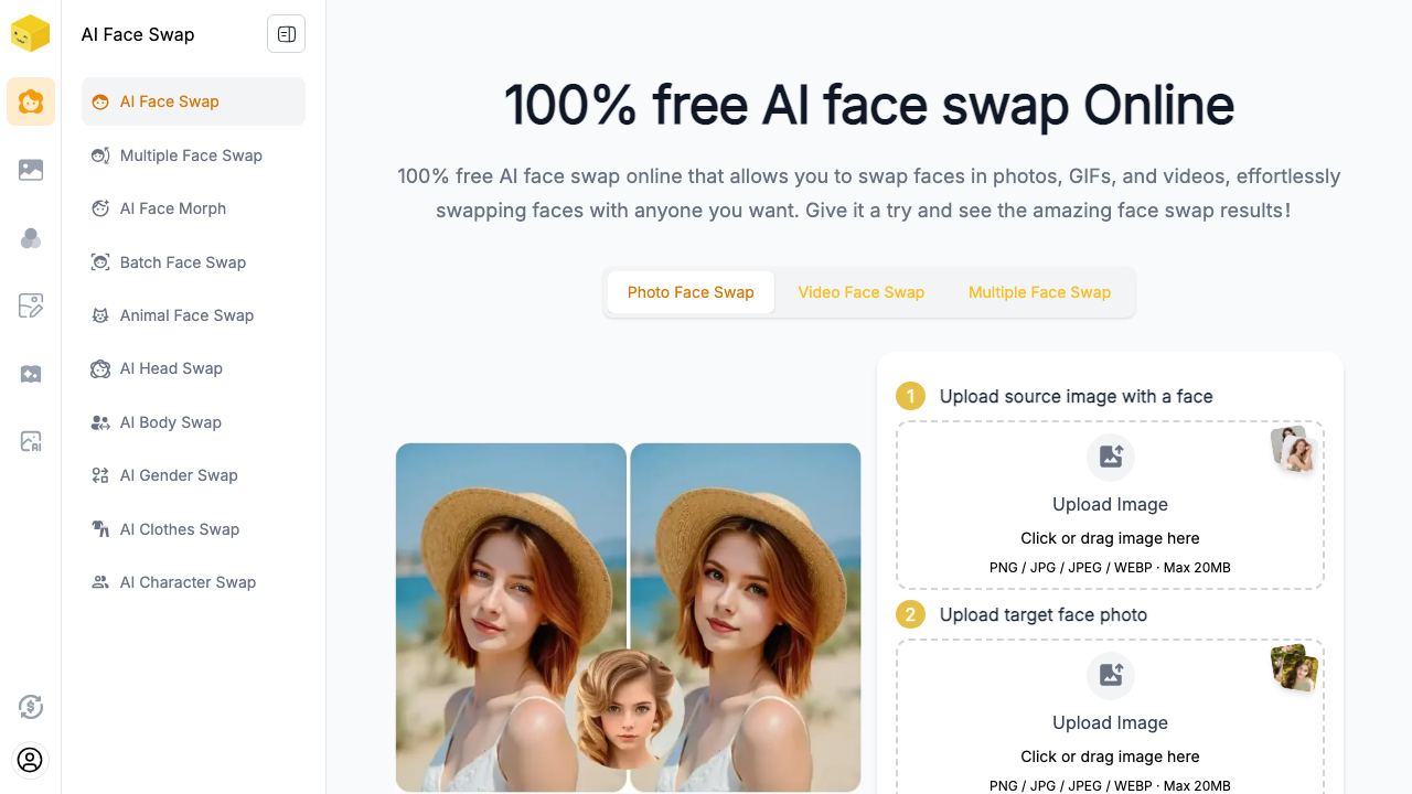 Live3D AI Face Swap 网站截图