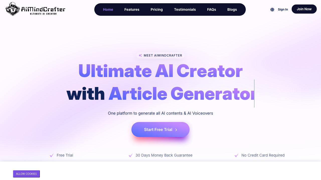 AimindCrafter 网站截图